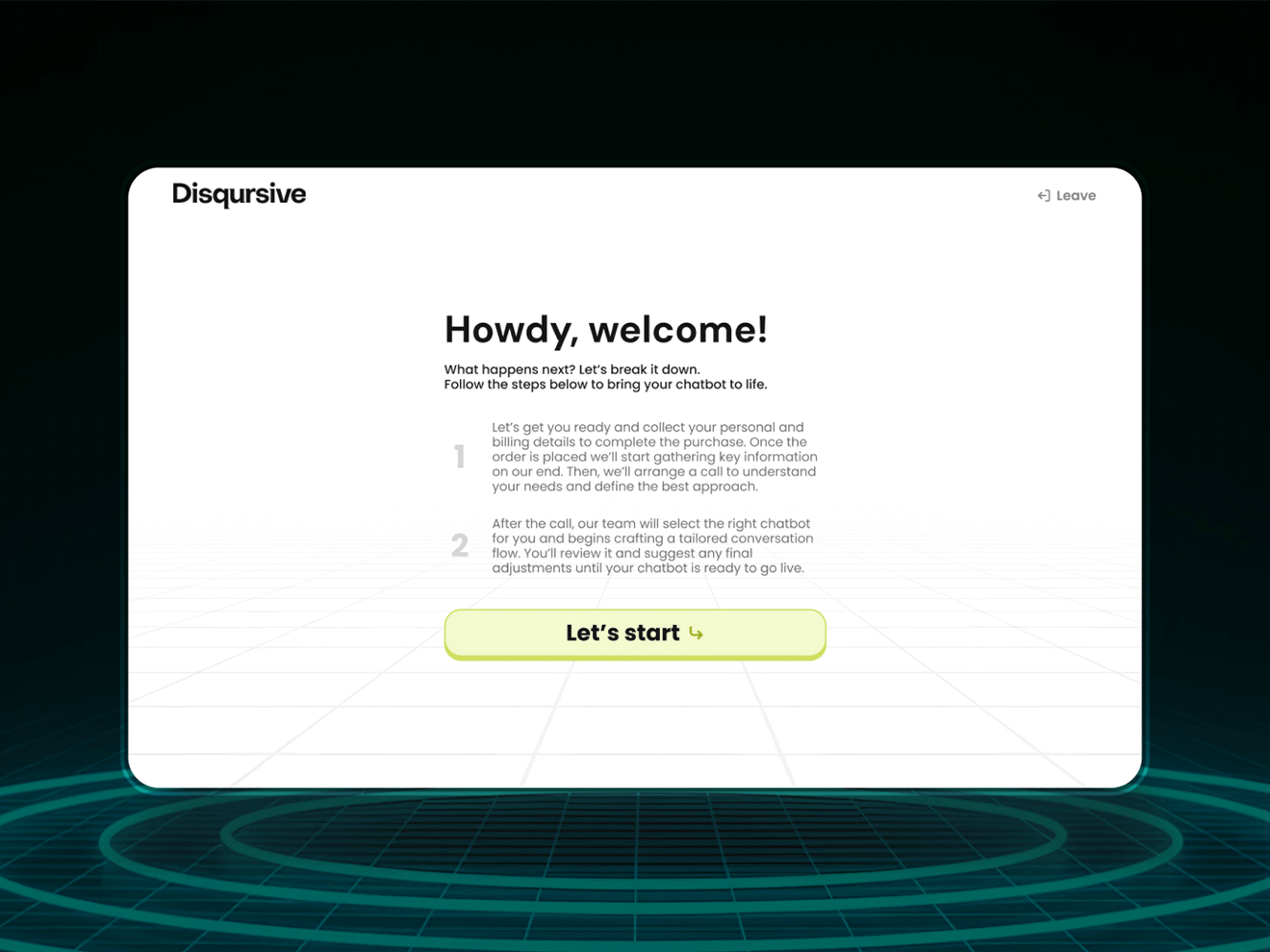 AI chatbot mini-site UI animation